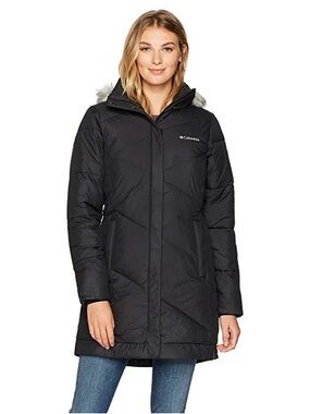 Columbia Black Puffer Coat with Faux Fur Trim Hood